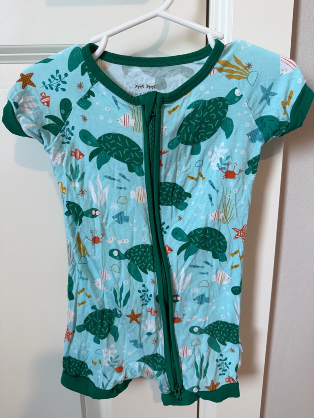 Two pairs Little Sleepies 6-12 month shorty zippies